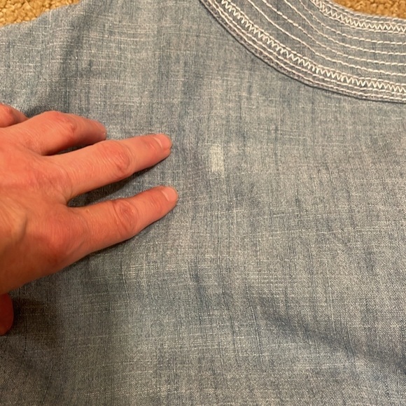 Vince Camuto Jumpsuit Womens Medium Blue White Wide Leg Tie Waist Romper Cute - Picture 7 of 8